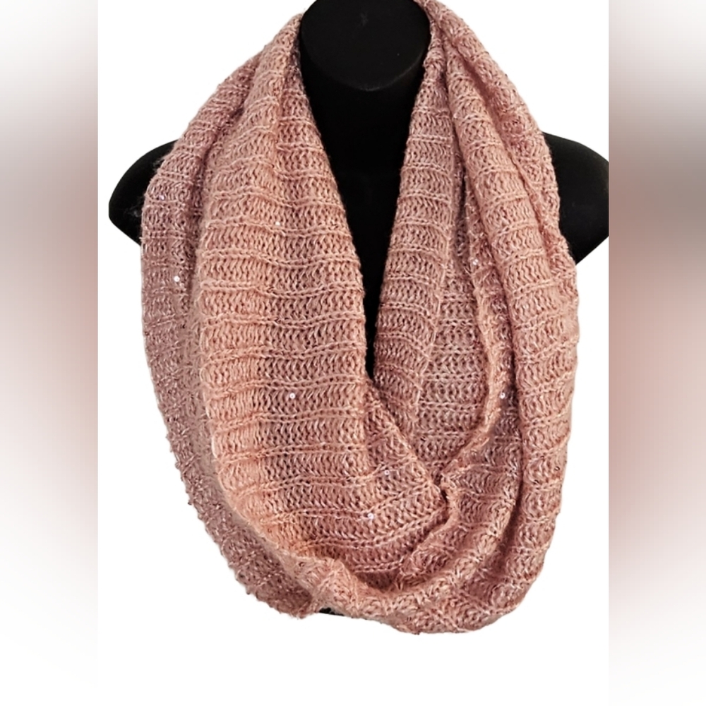 Minicci Blushing Sequine Rose Knit Infinity Scarf